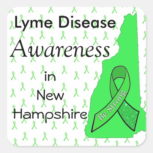 Lyme-Krankheit Bewusstsein in New Hampshire-Aufkle Quadratischer Aufkleber (Vorderseite)