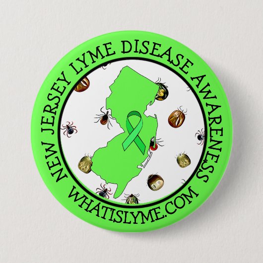 Lyme-Krankheit-Bewusstsein in New Jersey-Schaltflä Button (Vorderseite)