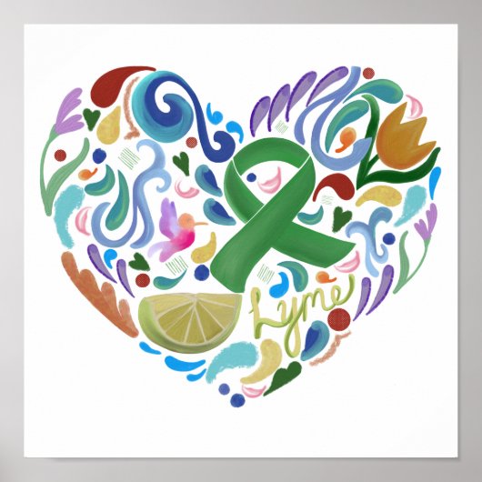 Lyme Limon Awareness Poster Green Ribbon #lyme (Vorne)