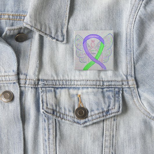 Lyme & Lupus Awareness Angel Ribbon Custom Buttons (Beispiel)
