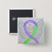 Lyme & Lupus Awareness Angel Ribbon Custom Buttons (Vorne & Hinten)