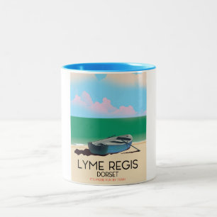 Lyme Regis, Dorset Vintage-Reiseposter. Zweifarbige Tasse