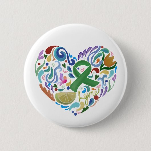 Lyme Support Awareness, Green Ribbon, Limon Button (Vorderseite)