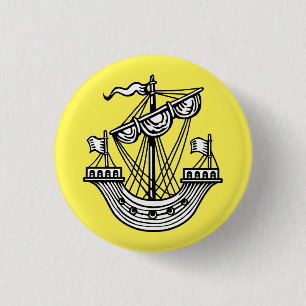 Lymphad (Heraldic Ship) - Black Tote Bag Button