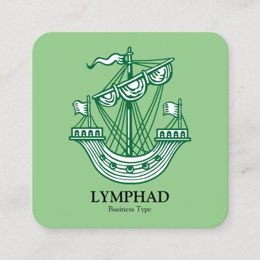 Lymphad (Heraldisches Schiff) - Forest Green on Sa Quadratische Visitenkarte (Vorderseite)