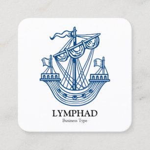 Lymphad (Heraldisches Schiff) - Indigo Blue on Whi Quadratische Visitenkarte