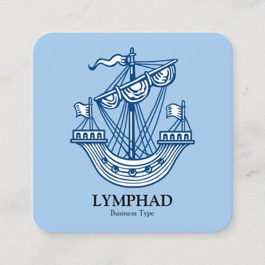 Lymphad (Heraldisches Schiff) - Indigo Blue Quadratische Visitenkarte (Vorderseite)