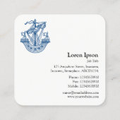 Lymphad (Heraldisches Schiff) - Indigo Blue Quadratische Visitenkarte (Rückseite)