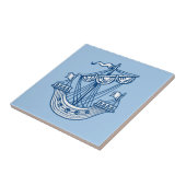 Lymphad (Heraldisches Schiff) - Indigostil Blau Fliese (Seite)