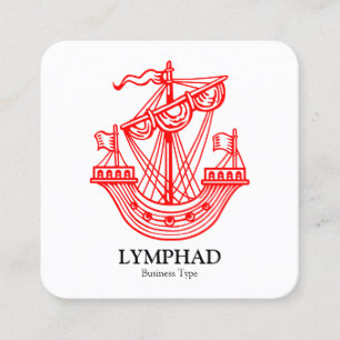 Lymphad (Heraldisches Schiff) - Rot auf Schwarz Quadratische Visitenkarte