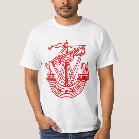 Lymphad (Heraldisches Schiff) - Rot T-Shirt (Vorderseite)