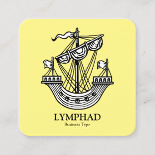 Lymphad (Heraldisches Schiff) - Schwarz auf Light Quadratische Visitenkarte