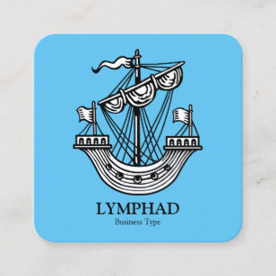 Lymphad (Heraldisches Schiff) - Schwarz auf Sky Bl Quadratische Visitenkarte