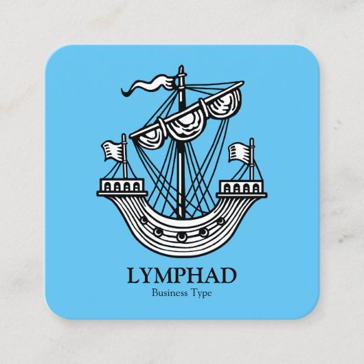 Lymphad (Heraldisches Schiff) - Schwarz auf Sky Bl Quadratische Visitenkarte (Vorderseite)