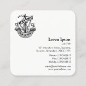 Lymphad (Heraldisches Schiff) - Schwarz auf Sky Bl Quadratische Visitenkarte (Rückseite)