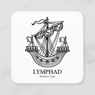 Lymphad (Heraldisches Schiff) - Schwarz auf Weiß Quadratische Visitenkarte