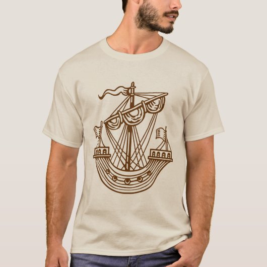 Lymphad (Heraldisches Schiff) - Walnuss T-Shirt (Vorderseite)