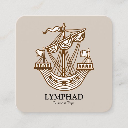 Lymphad (Heraldisches Schiff) - Walnut auf Lt Waln Quadratische Visitenkarte (Vorderseite)