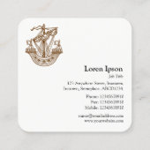 Lymphad (Heraldisches Schiff) - Walnut auf Lt Waln Quadratische Visitenkarte (Rückseite)