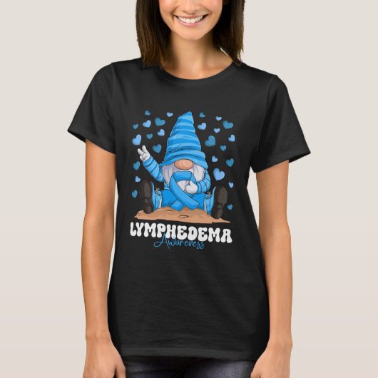 Lymphedema Awareness Month Light Blue Ribbon Gnome T-Shirt (Vorderseite)