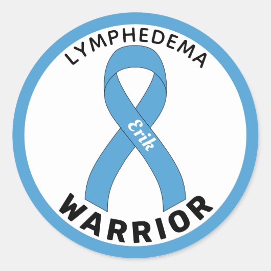 Lymphodeme Warrior Ribbon White Round Sticker (Vorderseite)