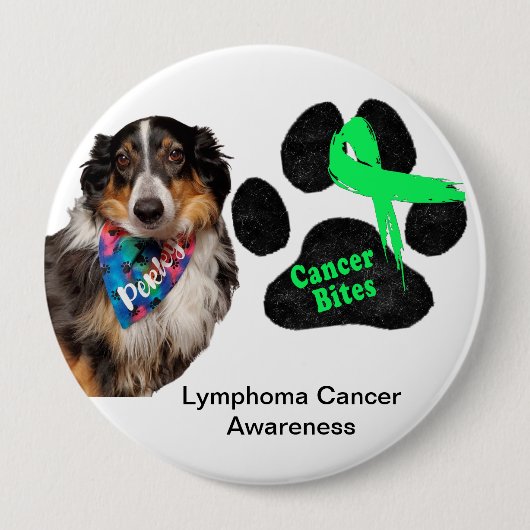 Lymphom-Krebs bei Hunden - Warnschaltfläche Button (Vorderseite)