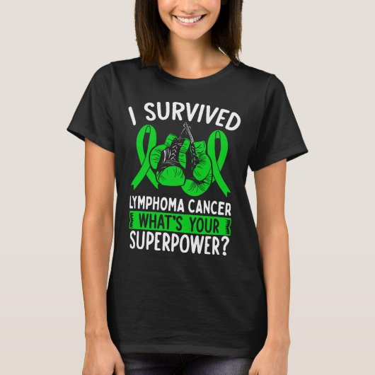 Lymphom Krebsbewusstsein Ribbon Cancer Survivor T-Shirt (Vorderseite)