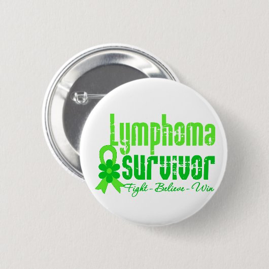 Lymphom Survivor Blume Ribbon Button (Vorne & Hinten)