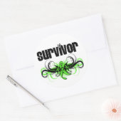 Lymphom Survivor Grunge Winged Emblem Runder Aufkleber (Umschlag)