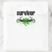 Lymphom Survivor Grunge Winged Emblem Runder Aufkleber (Tasche)