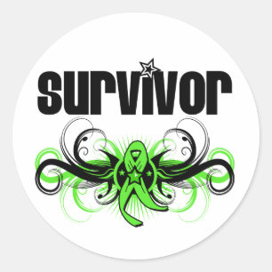 Lymphom Survivor Grunge Winged Emblem Runder Aufkleber