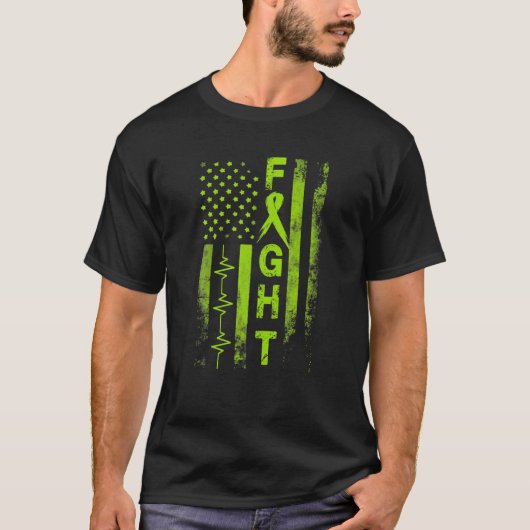 Lymphoma Cancer Awareness Fight American Flag Gesc T-Shirt (Vorderseite)