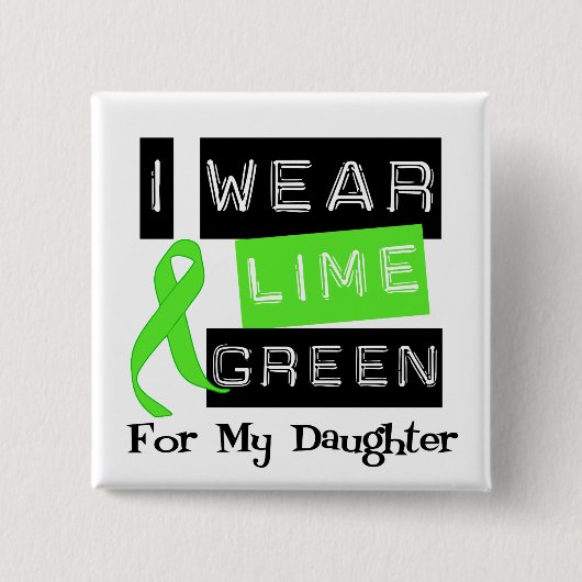 Lymphoma Lime Green Ribbon Daughter Button (Vorderseite)