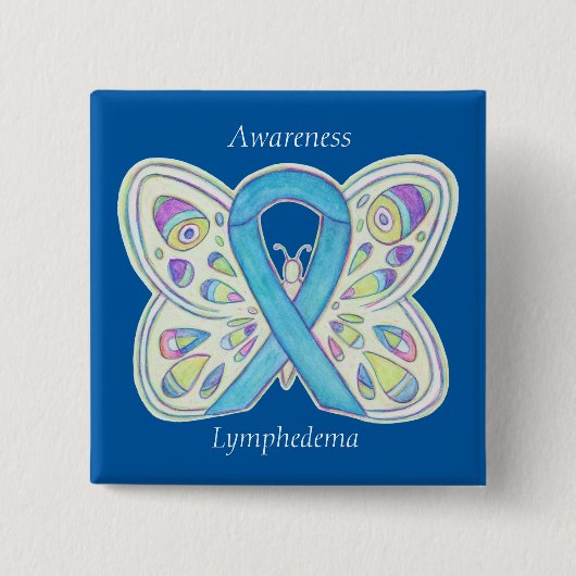 Lymphoödem Sensibilisierungsband Butterfly Custom Button (Vorderseite)