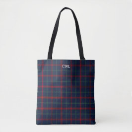 Lynch Clan Tartan Navy Kariert Monogram Tasche
