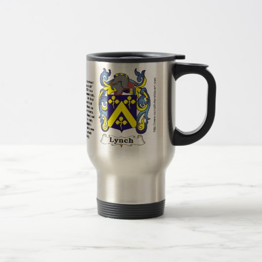 Lynch-Familien-Wappen auf einer Reise-Tasse Reisebecher (Rechts)