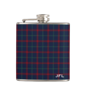 Lynch Tartan Monogram Navy Blue Kariert Flachmann