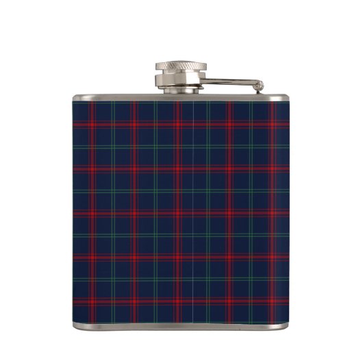 Lynch Tartan Monogram Navy Blue Kariert Flachmann (Rückseite)