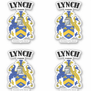 Lynch Wappen Irish Translation & Meaning (x4) Aufkleber