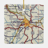 Lynchburg VA Vintag Map Keramikornament (Rückseite)