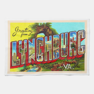 Lynchburg Virginia Vintage große Buchstaben Postka Geschirrtuch