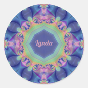 LYNDA ~ Pastel Abstrakt Kaleidoskop Muster ~ Runder Aufkleber