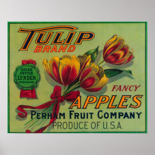 Lynden, Washington Tulip Apple Crate Label Poster