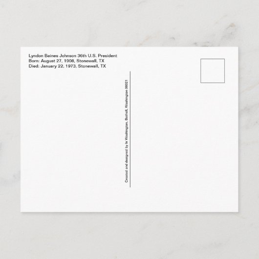 Lyndon Baines Johnson, Präsident POSTCARD Postkarte (Rückseite)