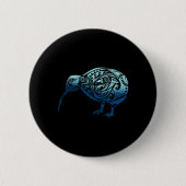 Lynesia Maori Kiwi Bird Ocean Blue New Zealand Button (Vorderseite)
