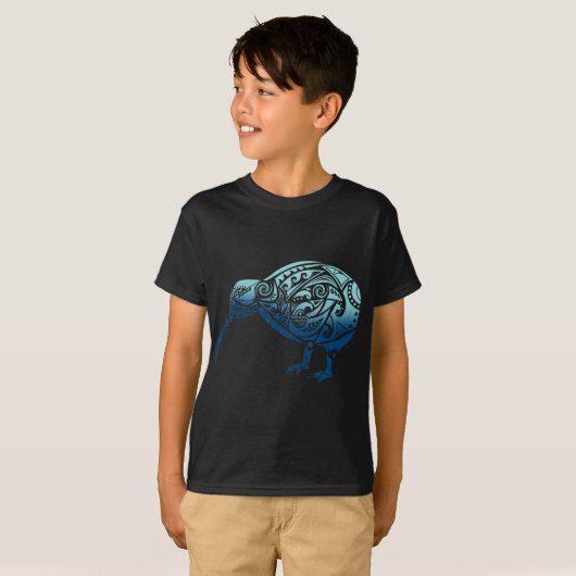 Lynesia Maori Kiwi Bird Ocean Blue New Zealand T-Shirt (Vorne ganz)