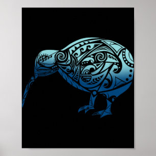 Lynesia Maori Kiwi Vogel Ozean Blau Neuseeland Poster