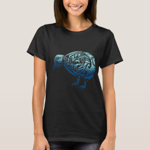 Lynesia Maori Kiwi Vogel Ozean Blau Neuseeland T-Shirt