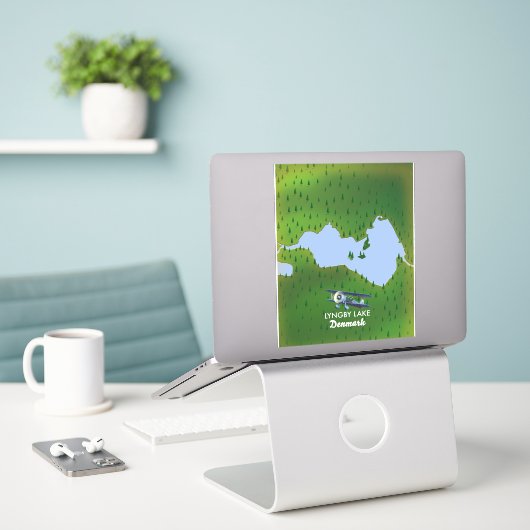 Lyngby Lake Denmark Karte Aufkleber (Laptop auf Schreibtisch)