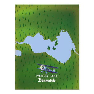 Lyngby Lake Denmark Karte Fotodruck